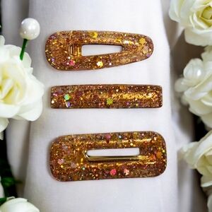 Gold Glitter Barrette Set